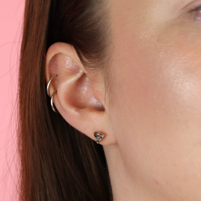Henrietta - Salt and Pepper Diamond Set Earrings in Rose Gold - Ready-to-Wear