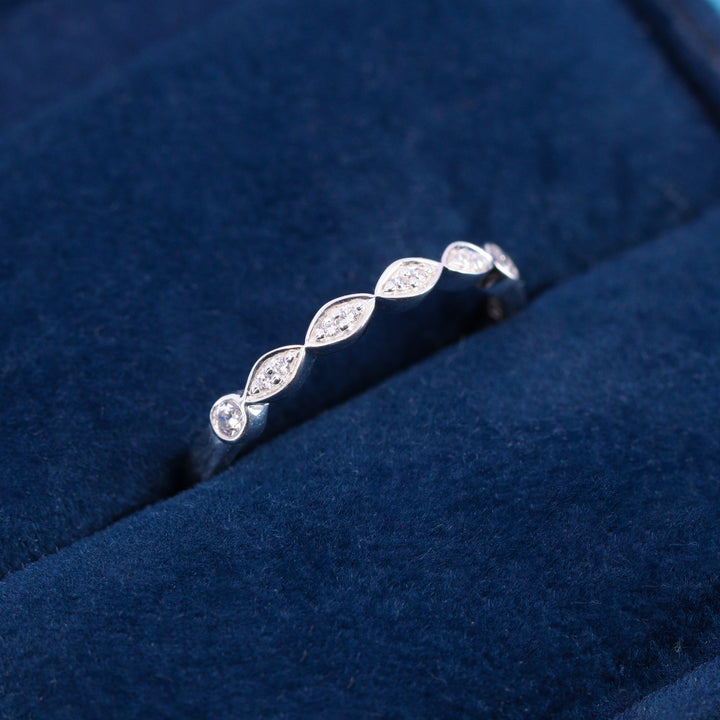 Annie - Vintage Style Diamond Set Half Eternity Wedding Ring - Made to Order