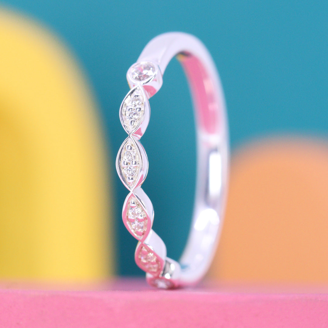 Annie - Vintage Style Diamond Set Half Eternity Wedding Ring - Made to Order