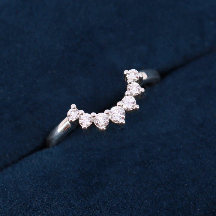 Jade - Diamond Set Arch Shaped Tiara Wedding Ring - Made-to-Order