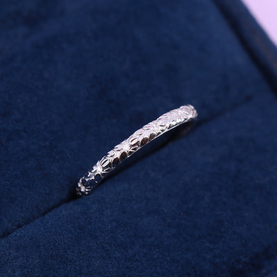 Bethan - Vintage Style Patterned Diamond Set Half Eternity Wedding Band - Made to Order