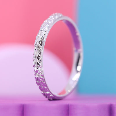 Bethan - Vintage Style Patterned Diamond Set Full Eternity Wedding Band - Made to Order