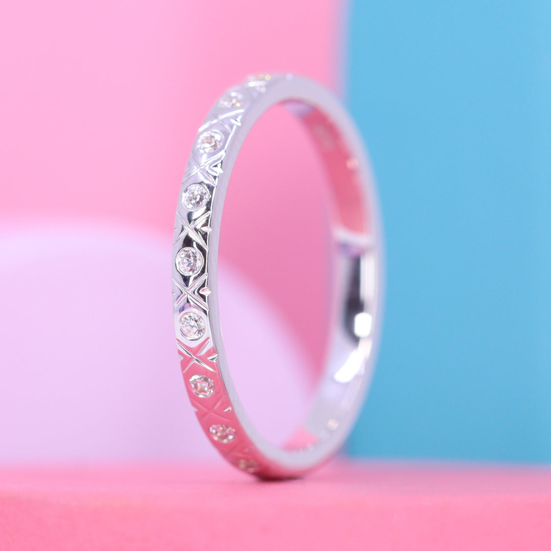 Penelope - Vintage Inspired Diamond Set Half Eternity Ring - Made-to-Order