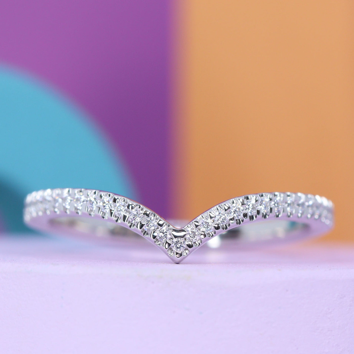 Rebecca & Ellis - Bridal Set - Teal Sapphire Ring with Diamond Set Shoulders and Diamond Set Wishbone Wedding Ring - Made-to-Order