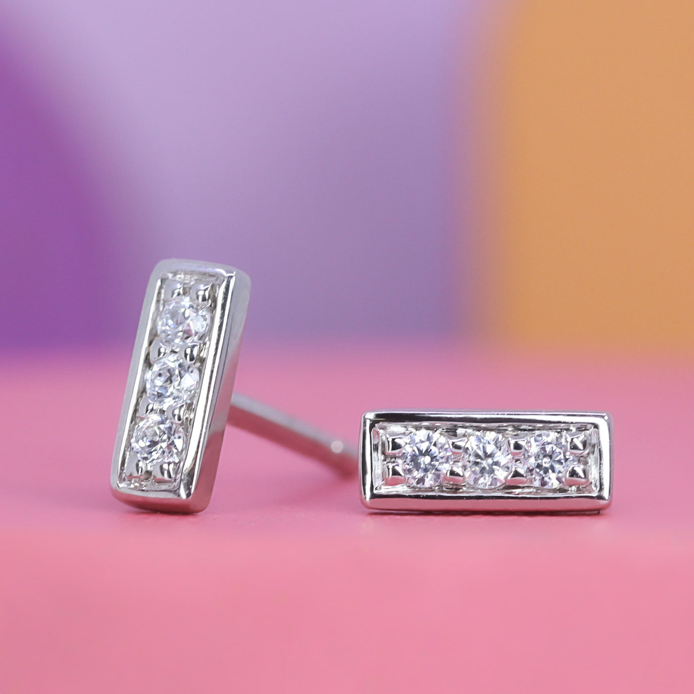 Callie - Petite Lab Grown Diamond Set Bar Earrings - Made-to-Order
