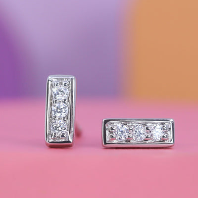 Callie - Petite Lab Grown Diamond Set Bar Earrings - Made-to-Order