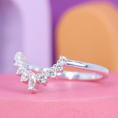 Joanie Petite - Marquise and Round Diamond Tiara Wedding Ring - Made-to-Order