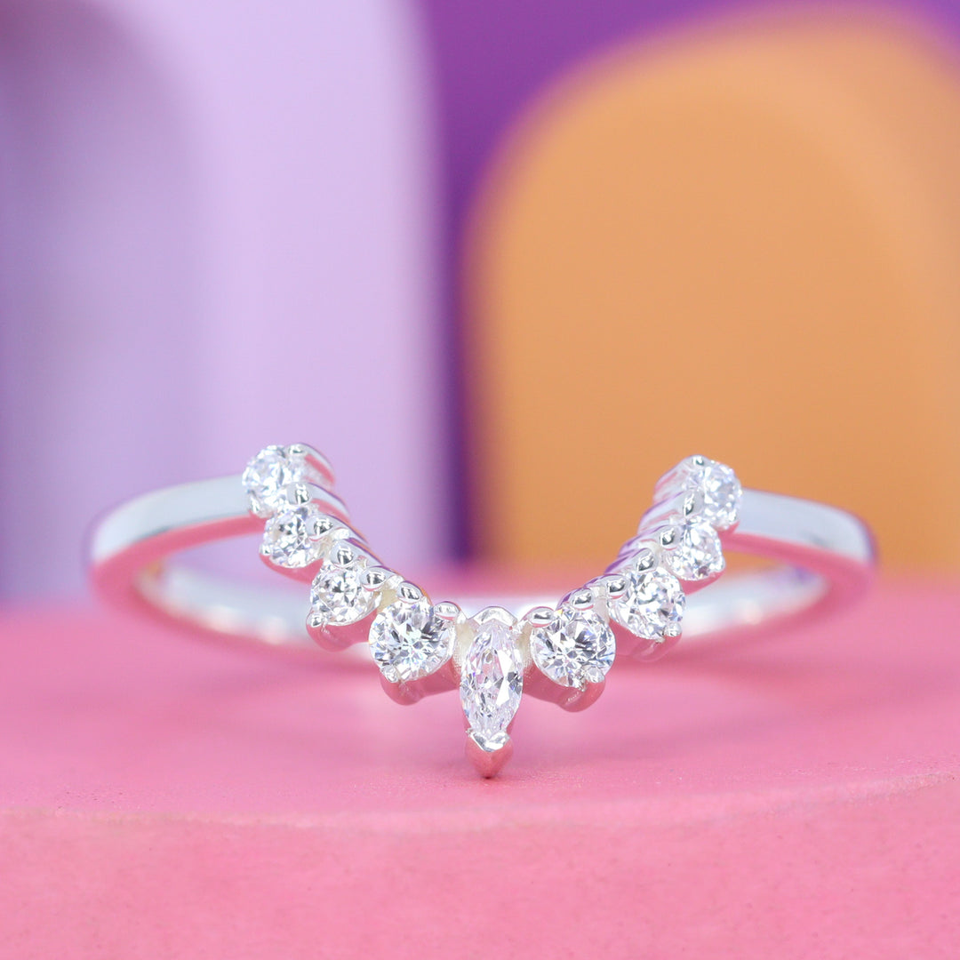 Joanie Petite - Marquise and Round Diamond Tiara Wedding Ring - Made-to-Order