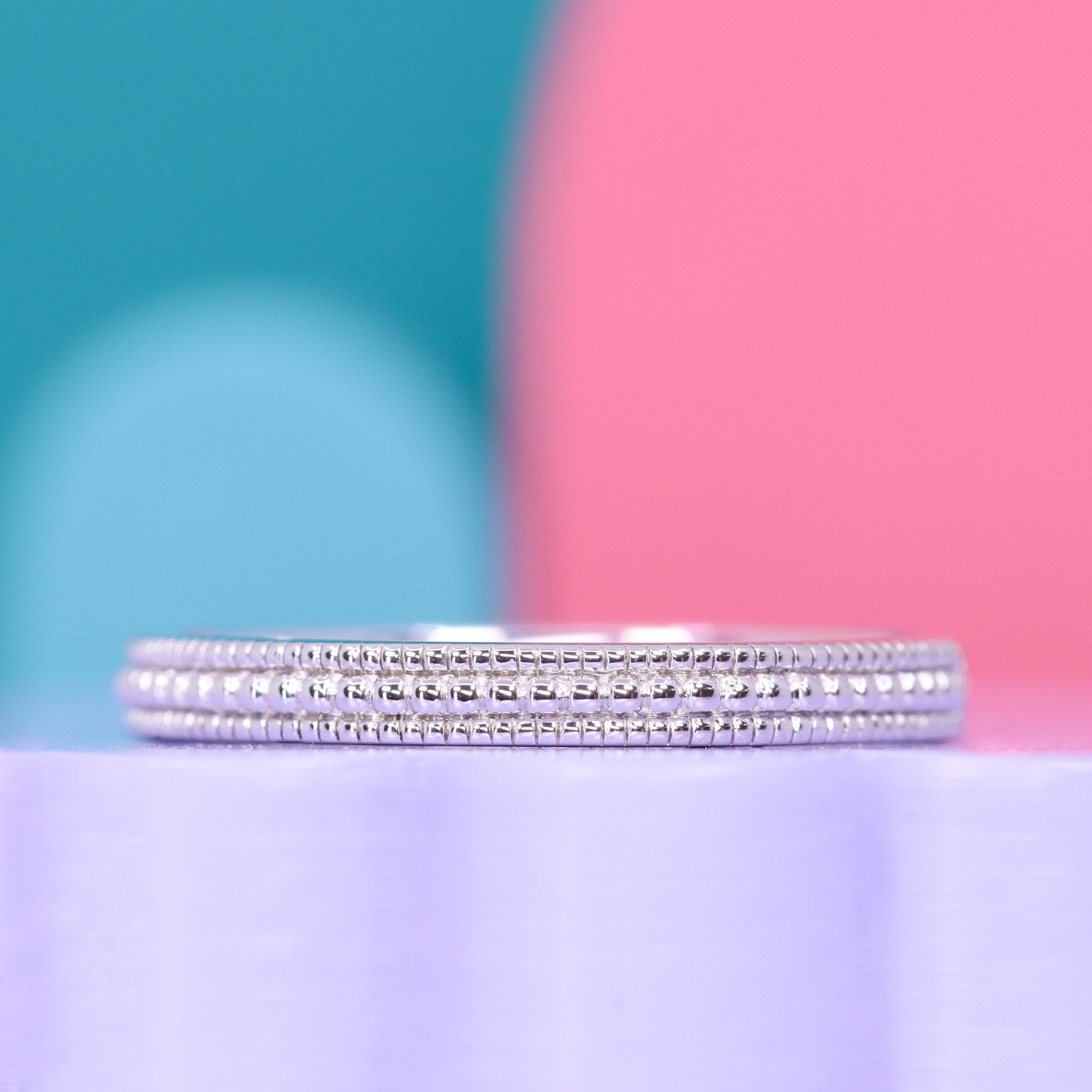 Quinn Vintage Style Beaded Full or Half Eternity Style Wedding Ring Made to Order