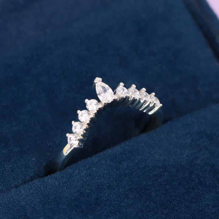 Arrietty Petite - Crown Nesting Nine Stone Wave Diamond Tiara Ring - Made-to-Order