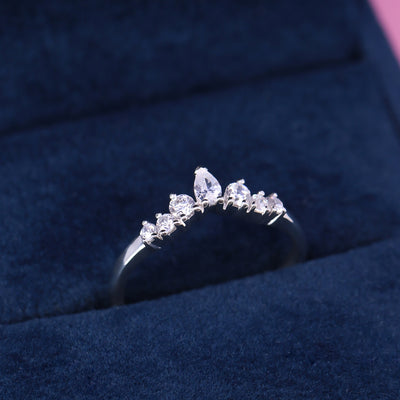 Emma - Pear And Round Diamond Tiara Wedding Ring - Made-to-Order