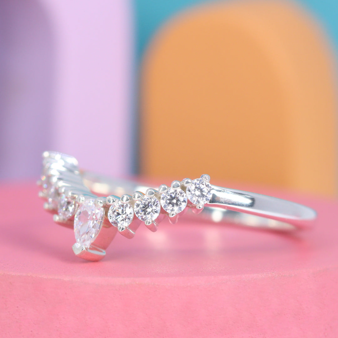 Arrietty Petite - Crown Nesting Nine Stone Wave Diamond Tiara Ring - Made-to-Order