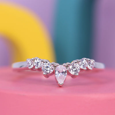 Emma - Pear And Round Diamond Tiara Wedding Ring - Made-to-Order