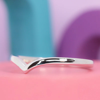 Ellis - Polished Wishbone Shaped Wedding Ring - Made-to-Order