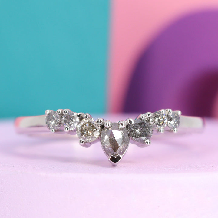 Emma - Salt and Pepper Diamond Tiara Wedding Ring - Made-To-Order