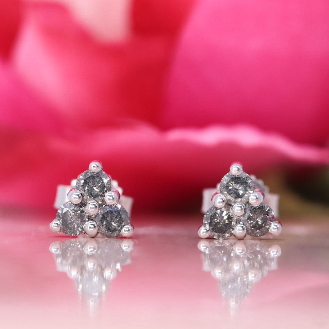 Henrietta - Salt and Pepper Diamond Set Earrings - Made-to-Order