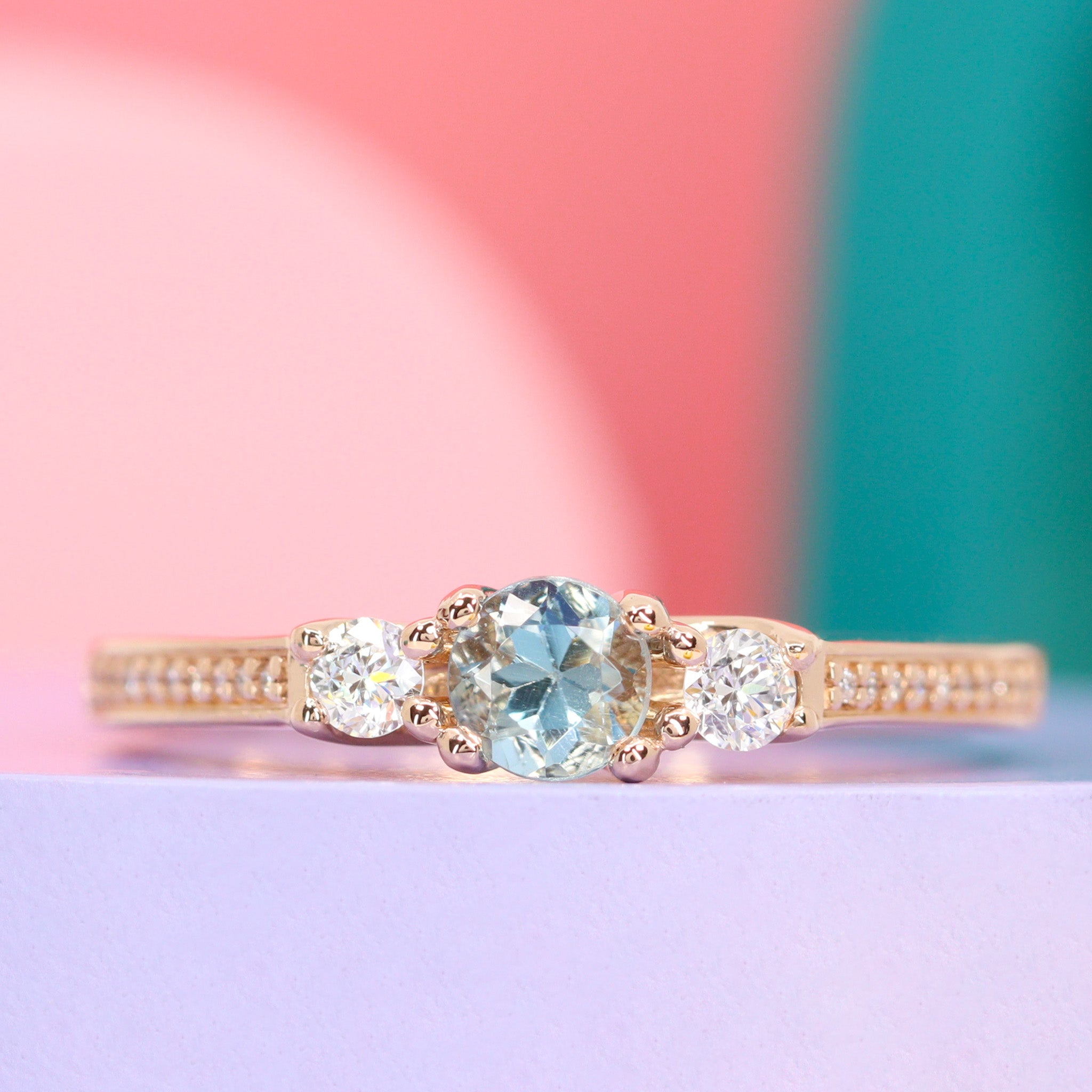 Premium AI Image | A sparkling halo diamond ring set in a delicate gold  band glistening in the light