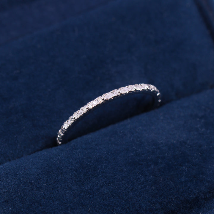 Flora - Floral Pattern Straight Full Eternity Wedding Band - Made-to-Order