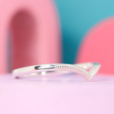Hadley - Beaded Wishbone Wedding Ring in Platinum (Size N) - Ready-to-Wear