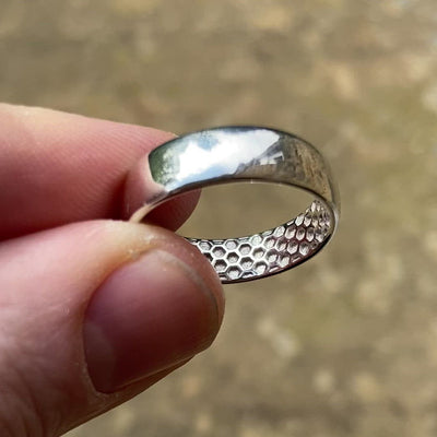 Barnaby - Hidden Pattern Honeycomb Mens Wedding Ring - Made to Order