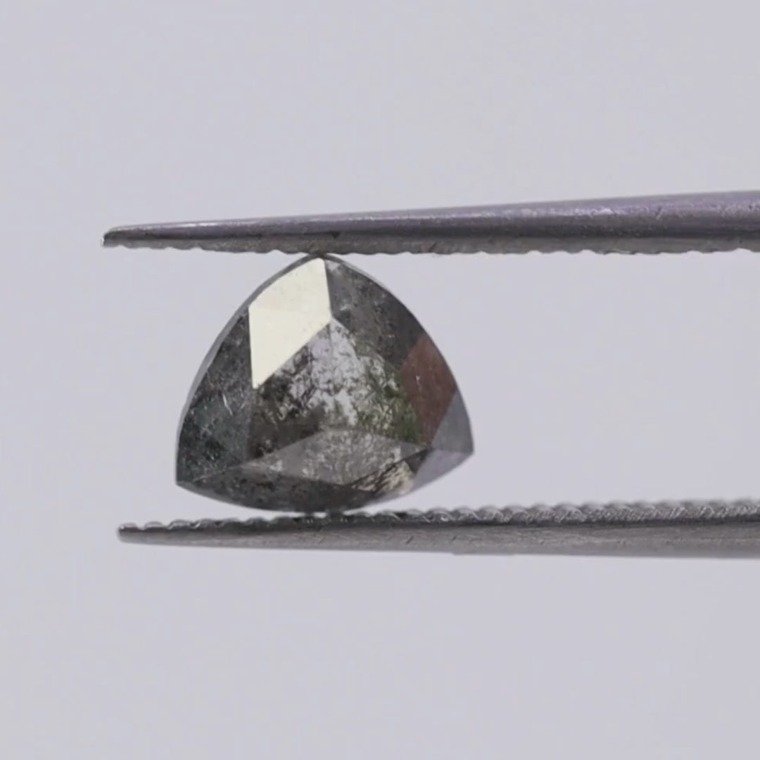 Salt and Pepper Diamond | 0.90ct Curved Trilliant Cut, Loose Gemstone