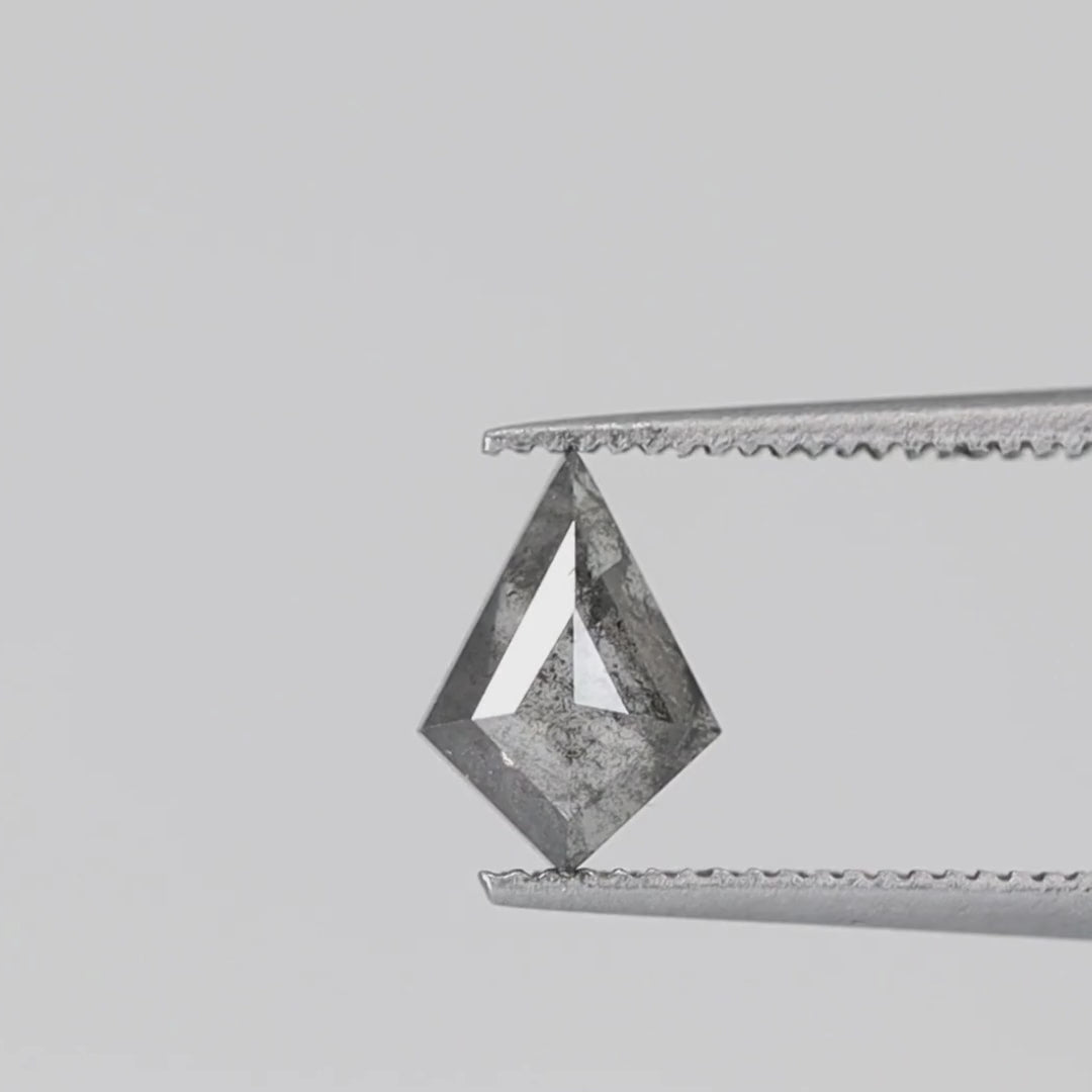 Celeste - Kite Shaped Salt and Pepper Diamond Engagement Ring with Diamond Set Crown - Custom Made-to-Order Design
