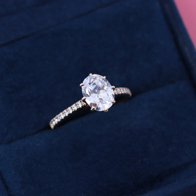 Carmen - 1.50ct Oval White Diamond And Shoulder Set Diamond Ring - Made-to-Order